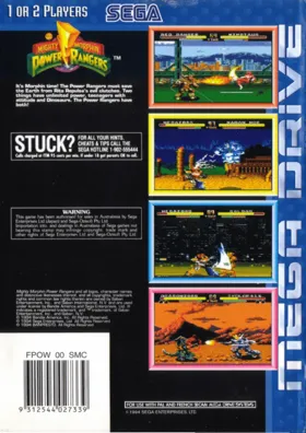 Mighty Morphin Power Rangers (Europe) box cover back